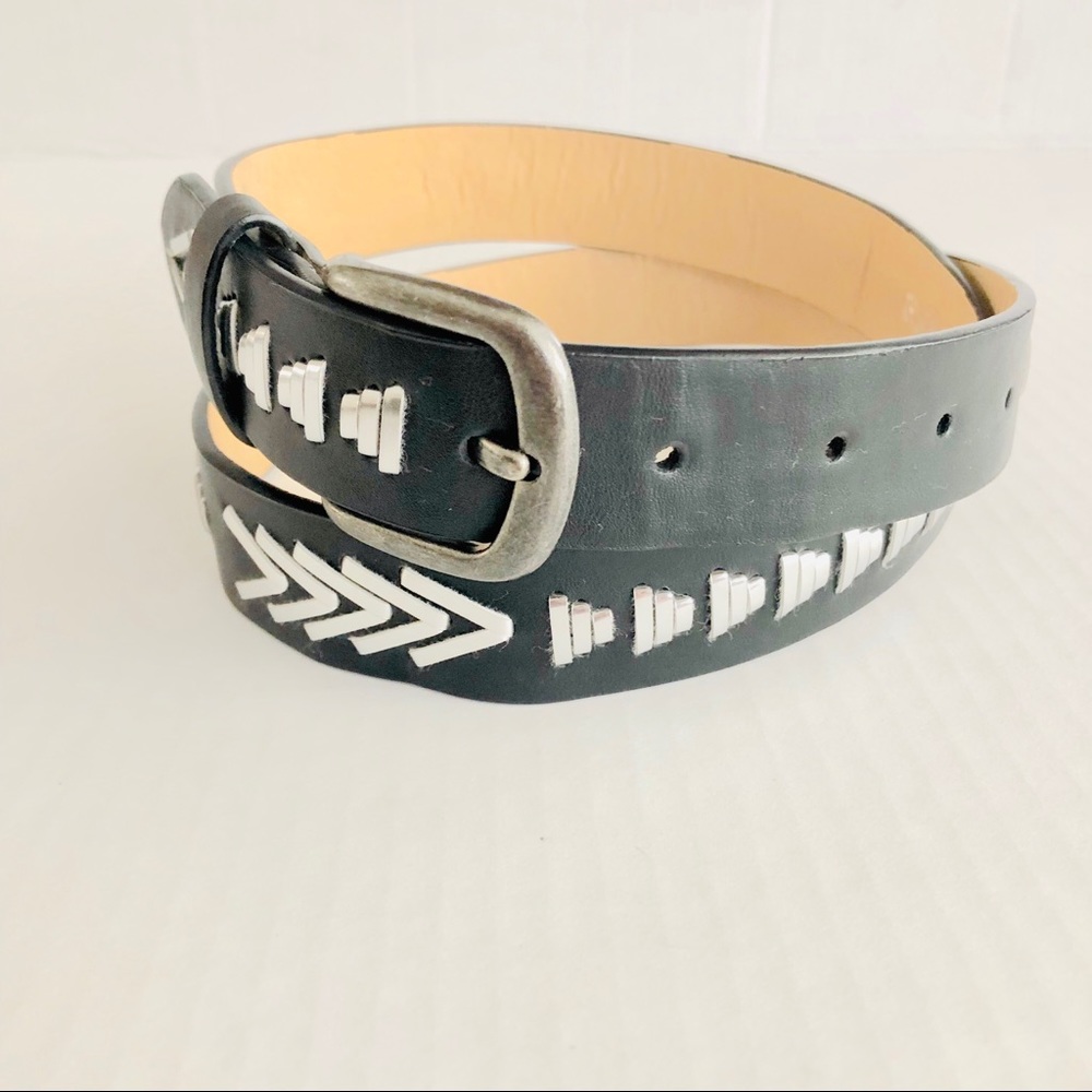 Express Black Faux Leather Belt with Metal Studs